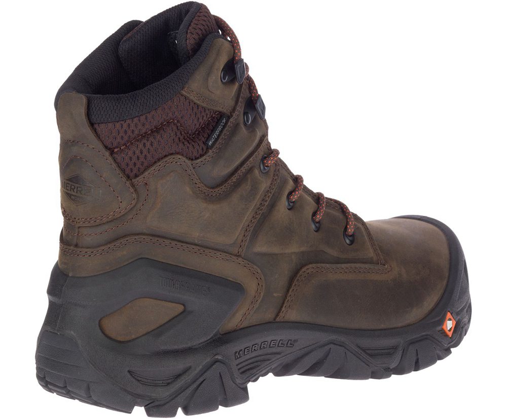 Kozaki Merrell Męskie Brązowe - Strongfield Skórzane X 7\" Waterproof Comp Toe - 613084-BPZ